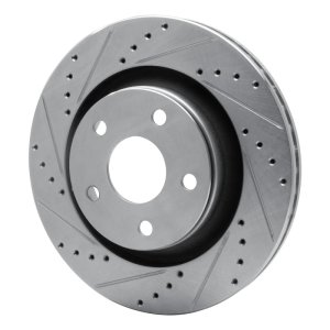 Jeep Wrangler Brake Rotor (1) - Front Left - R1 Concepts - Drilled & Slotted - Silver - `12-`18